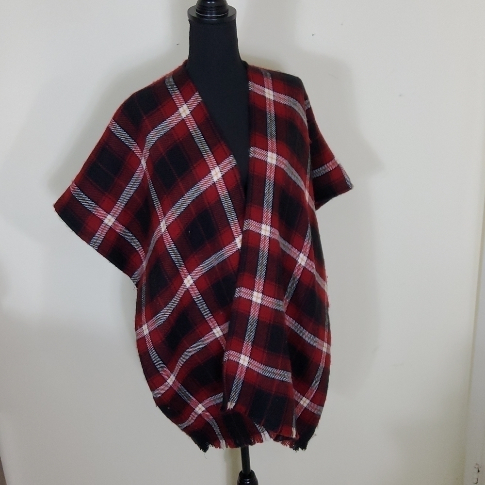 Ann Taylor Loft Plaid Poncho